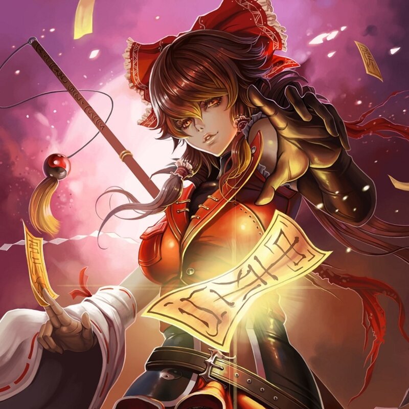 Female Character with Staff — Purple, Dramatic, Digital Art, Scrolls