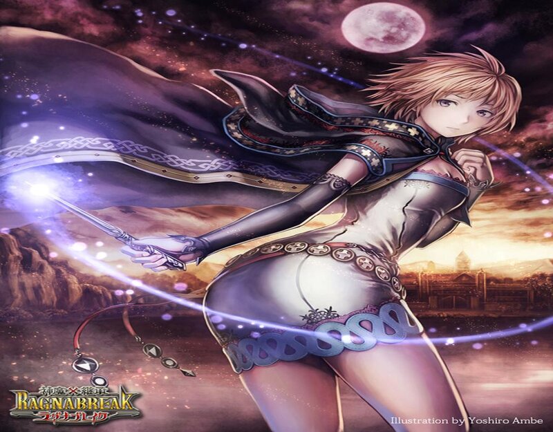 Female Character with Staff — Purple, Dramatic, Night, Digital Art, Moon