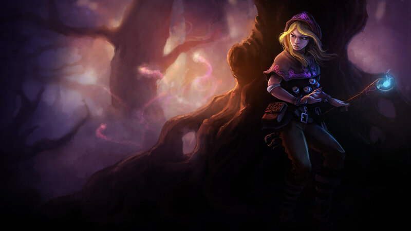 Female Character with Staff — Purple, Dramatic, Night, Digital Art, Tree