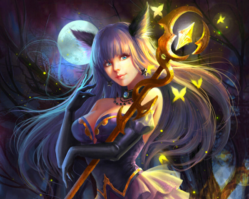Female Character with Staff — Purple, Mystical