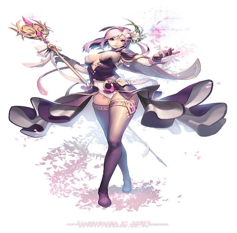 Female Character with Staff — Purple, Serene, Spring