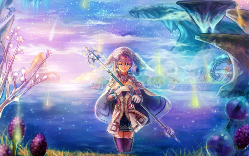 Female Character with Staff — Purple, Serene