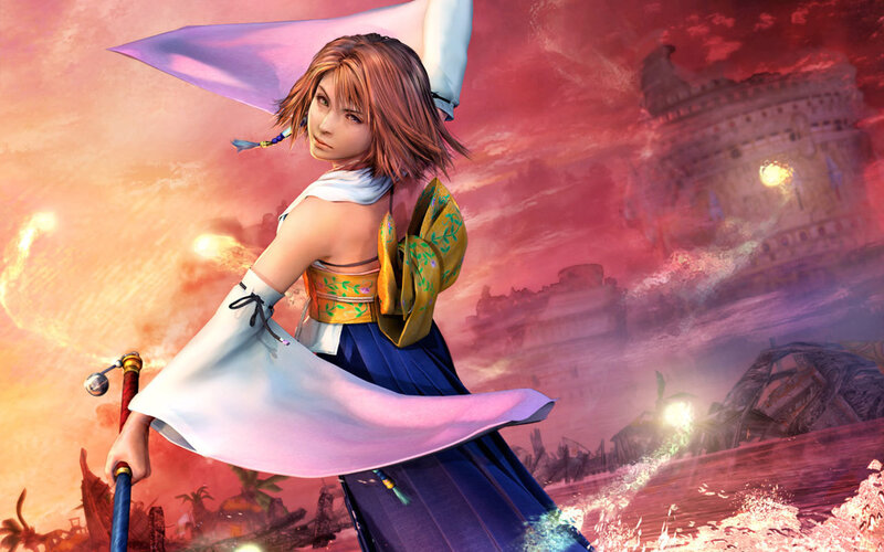Female Character with Staff — Red, Dramatic, Sunset, Digital Art, Castle, Sky