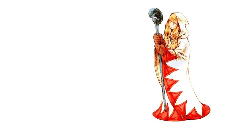Female Character with Staff — White, Calm, Manga