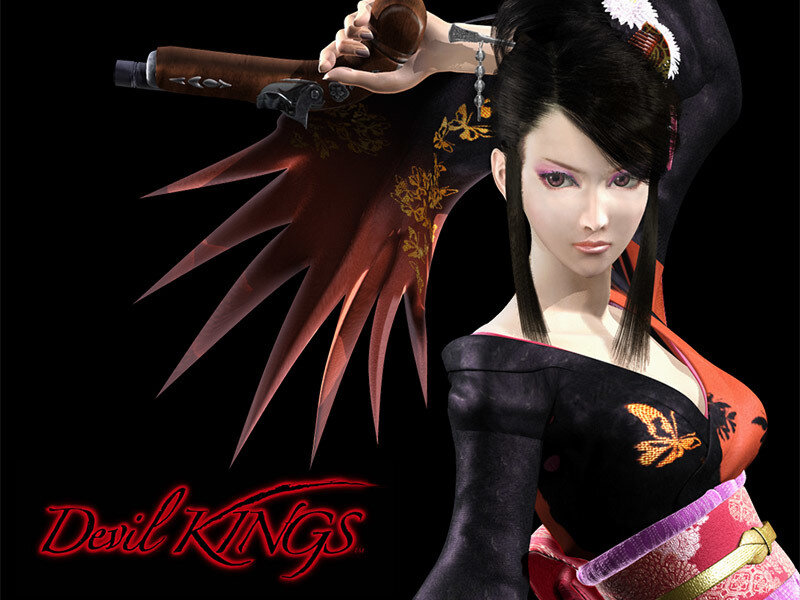 Female Character with Sword — Black, Dramatic, 3d Render, Kimono