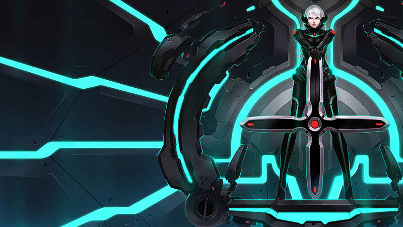 Female Character with Sword — Black, Dramatic, Digital Art, Robotic Arms