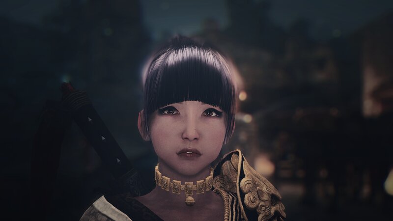 Female Character with Sword — Black, Serious