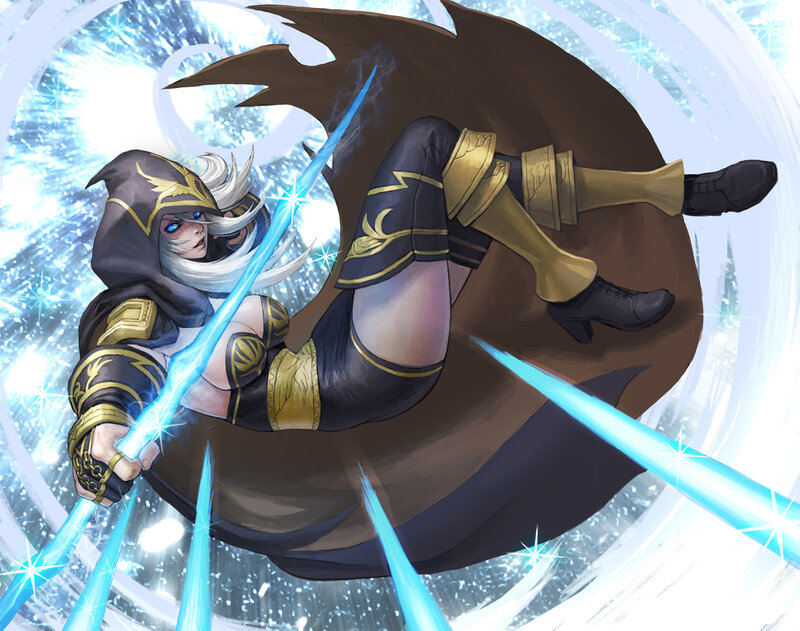 Female Character with Sword — Blue, Dramatic, Digital Art, Cape, Magic