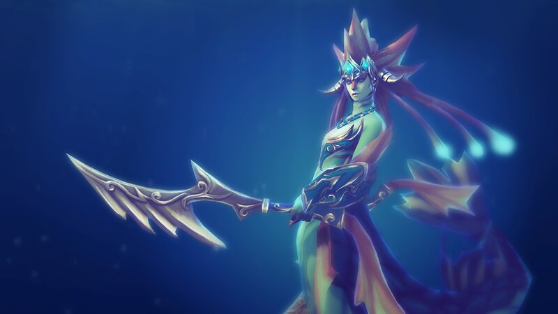 Female Character with Sword — Blue, Dramatic, Digital Art, Helmet