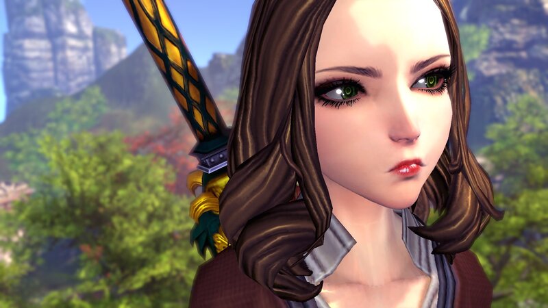 Female Character with Sword — Brown, Calm