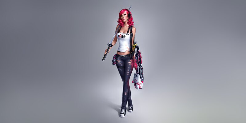 Female Character with Sword — Gray, Neutral