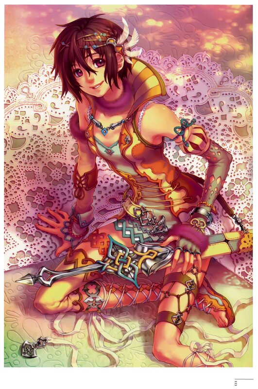 Female Character with Sword — Orange, Calm