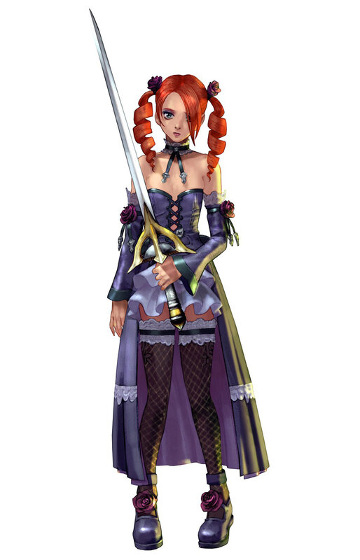 Female Character with Sword — Purple, Confident, Digital Art
