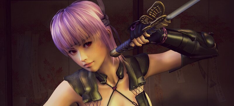Female Character with Sword — Purple, Dramatic, 3d Render, Purple Hair