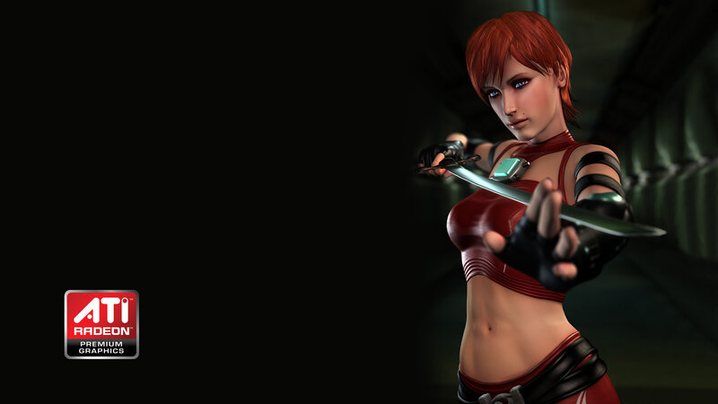 Female Character with Sword — Red, Dark, Intense