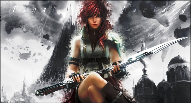 Female Character with Sword — Red, Dramatic, Digital Art, City