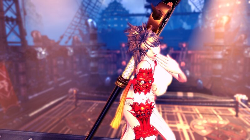 Female Character with Sword — Red, Dramatic, Night