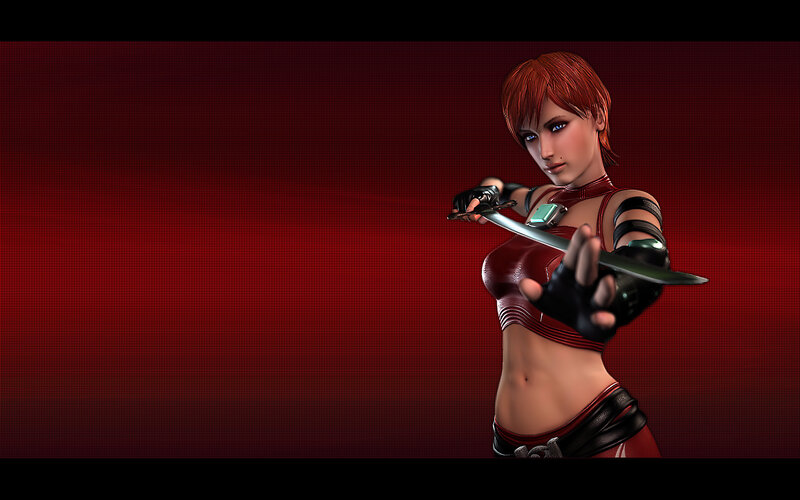 Female Character with Sword — Red, Intense, 3d Render