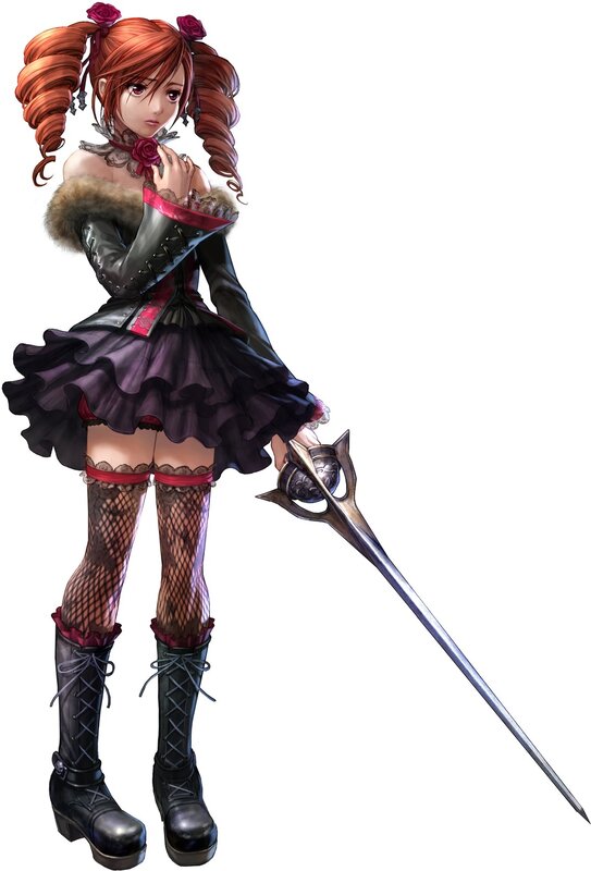 female character with sword