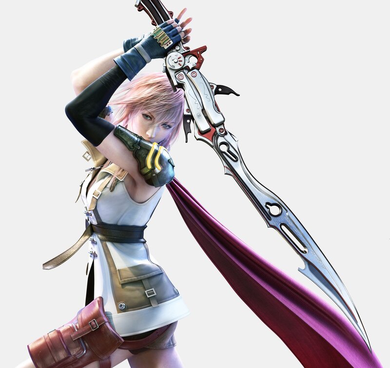 Female Character with Sword — White, Dramatic, 3d Render, Cape