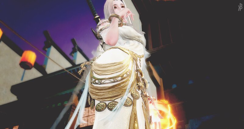 Female Character with Sword — White, Dramatic, Night, 3d Render