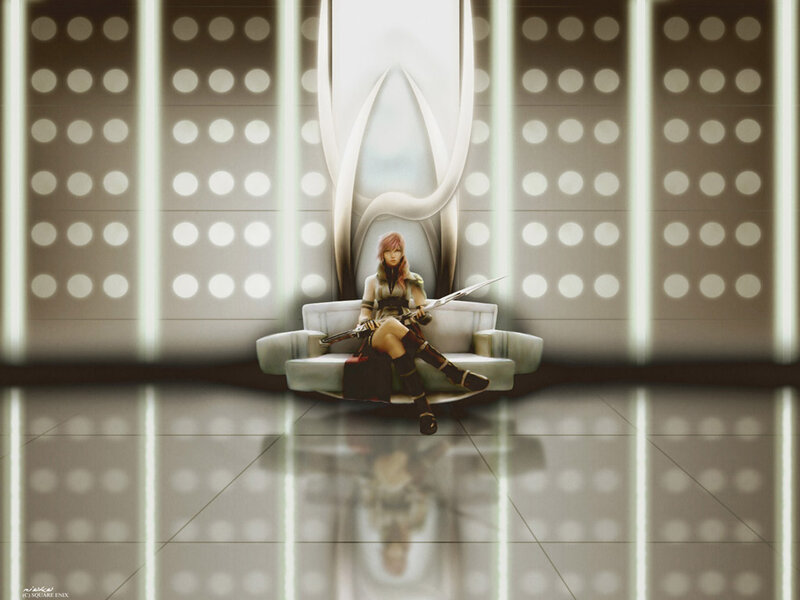 Female Character with Sword — White, Serene