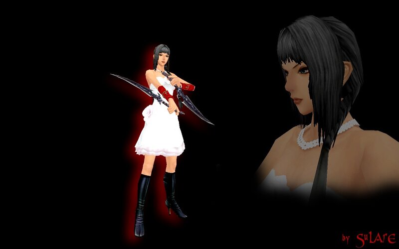 Female Character with Swords — Black, Dramatic, 3d Render
