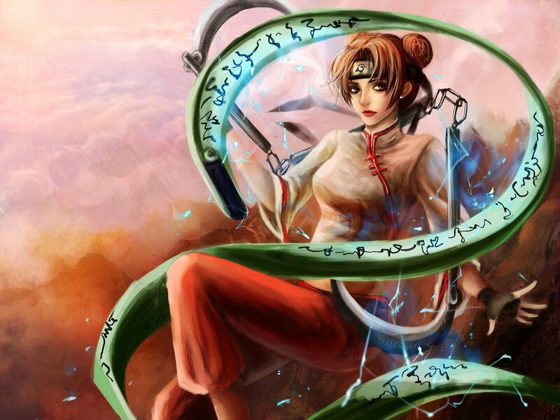 Female Character with Swords — Green