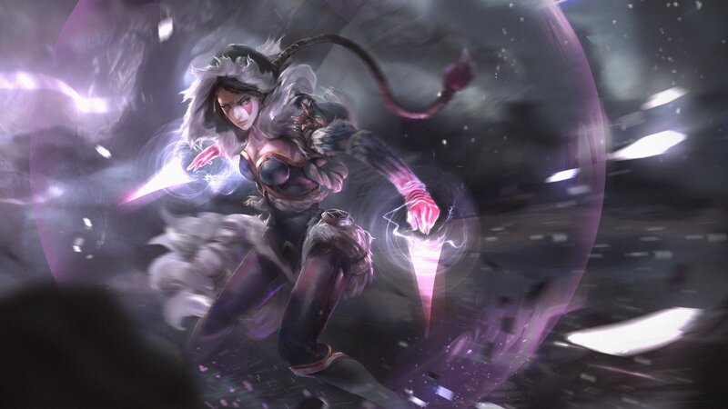 Female Character with Tail — Purple, Dramatic
