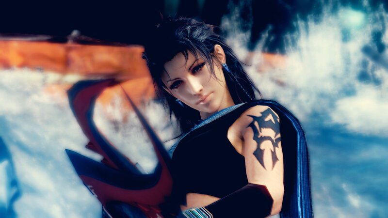 Female Character with Tattoo — Blue