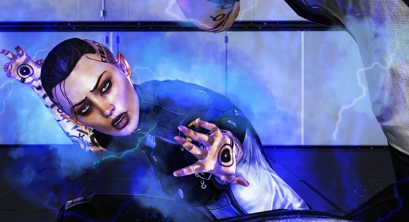 Female Character with Tattoos — Blue, Dramatic, 3d Render, Electricity