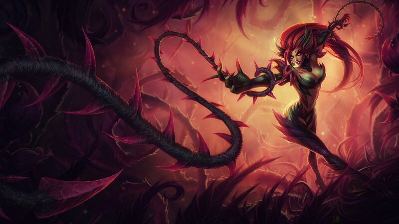 Female Character with Thorny Vines — Red
