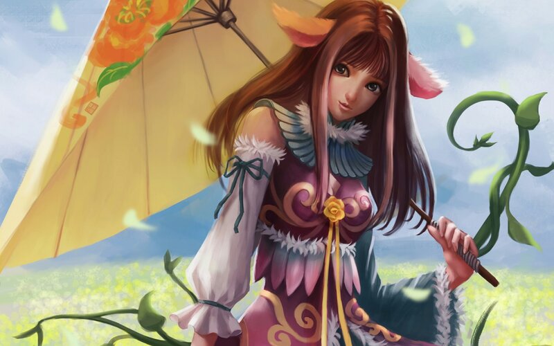 Female Character with Umbrella