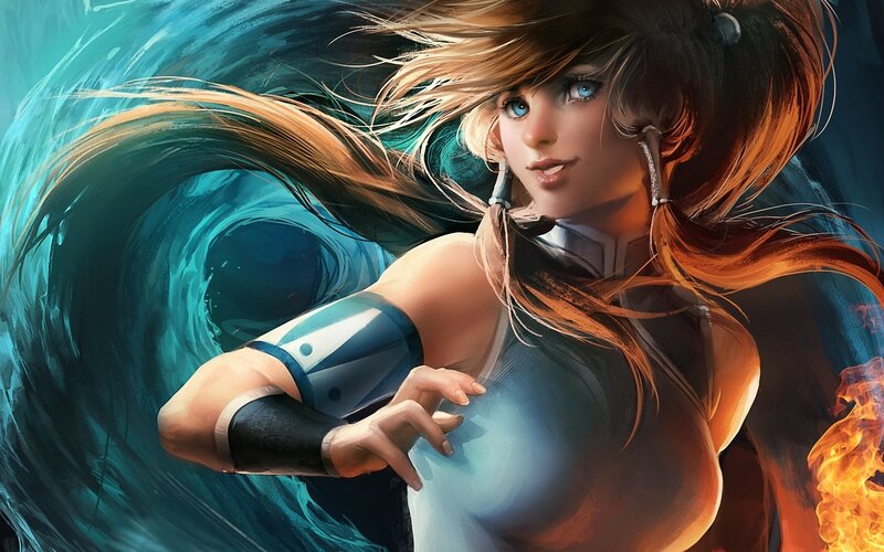 Female Character with Water and Fire