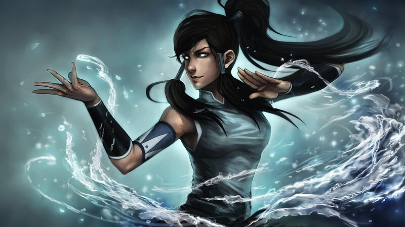 Female Character with Water — Blue, Dramatic, Digital Art