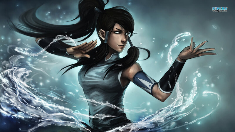 Female Character with Water — Blue, Dramatic