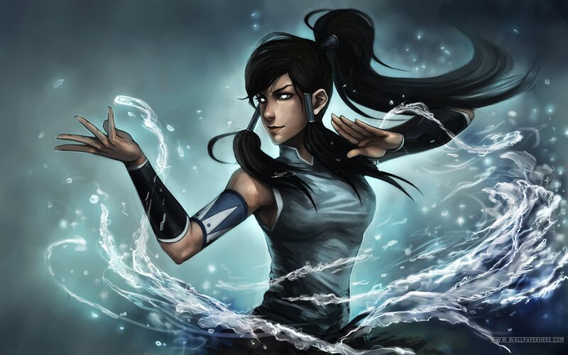 Female Character with Water — Blue