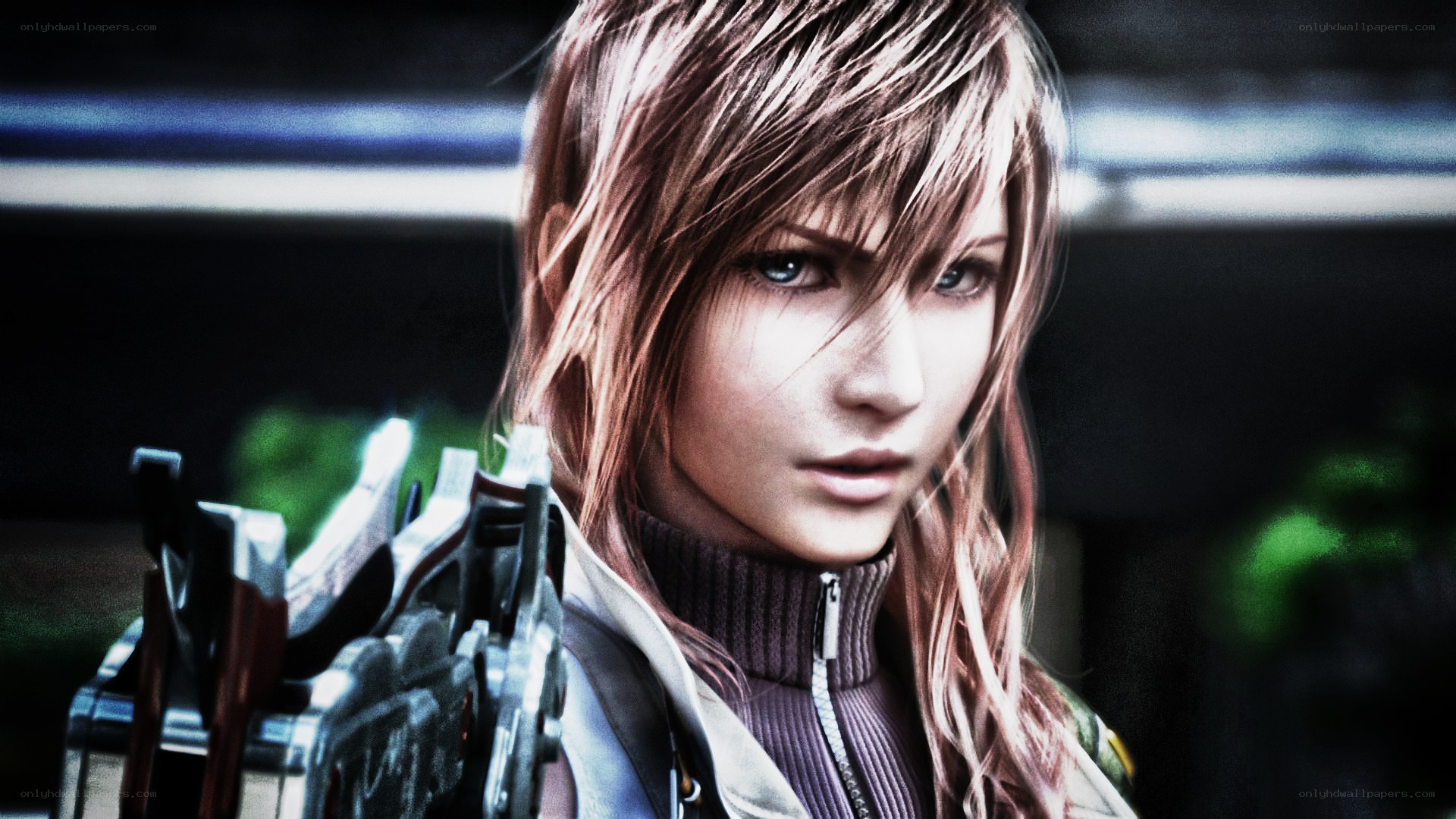 female character with weapon