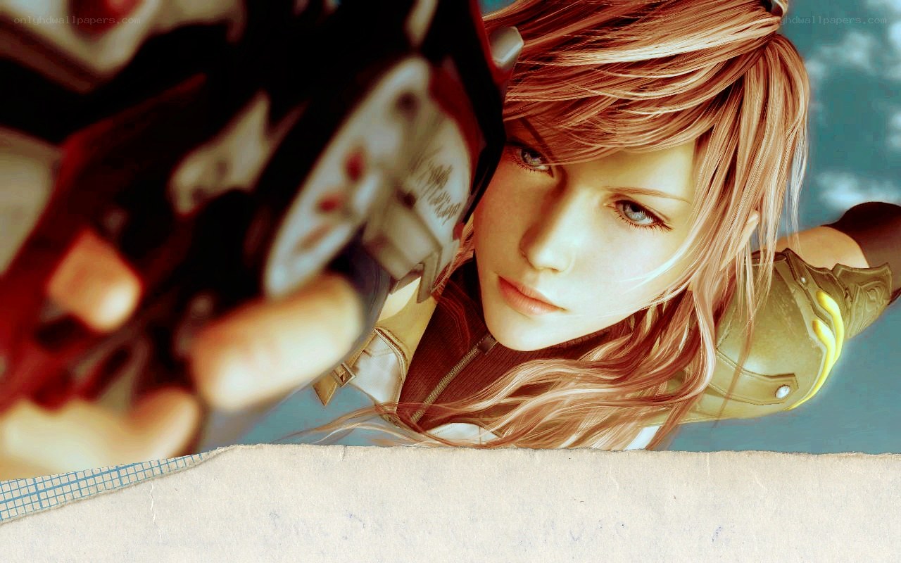 female character with weapon