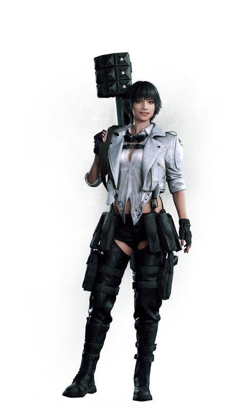 Female Character with Weapon — Black, Confident