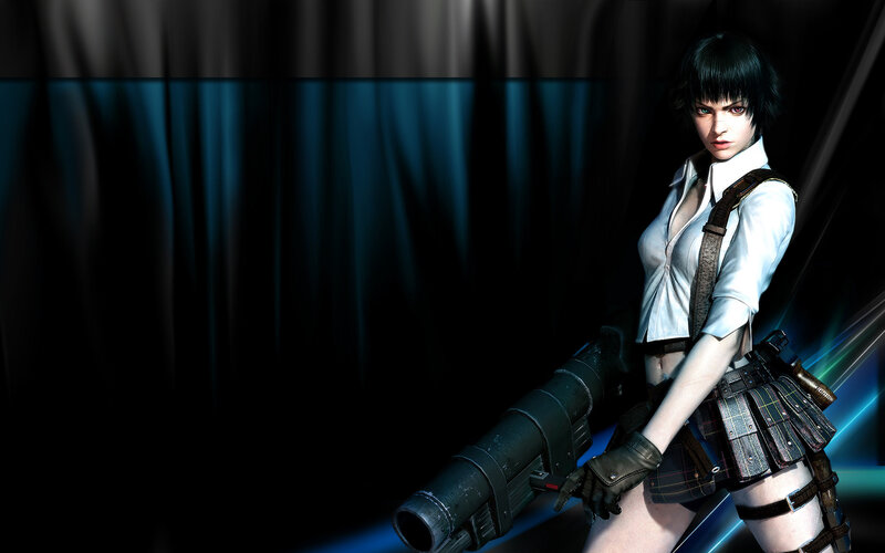 Female Character with Weapon — Black, Dark, Intense