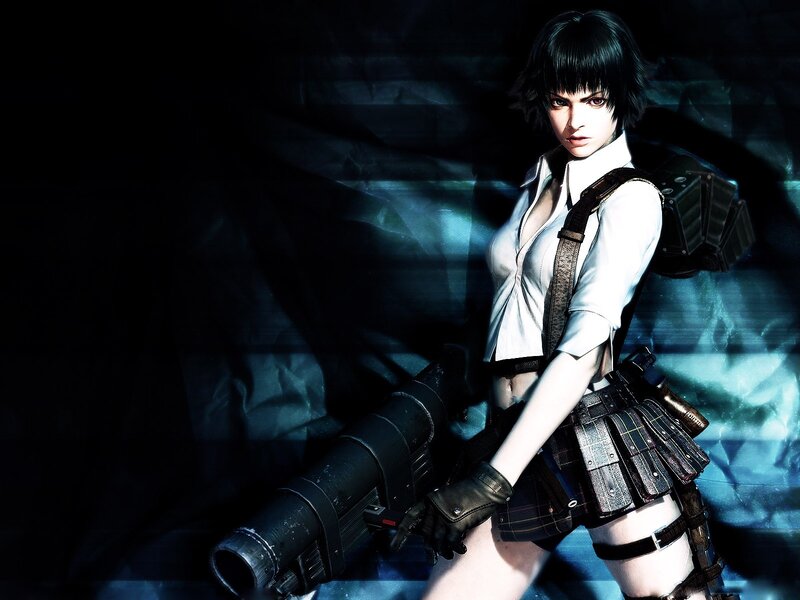 Female Character with Weapon — Black, Dark, Night