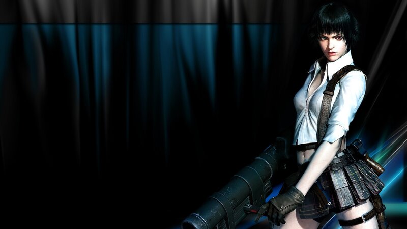 Female Character with Weapon — Black, Dramatic, 3d Render, Gloves