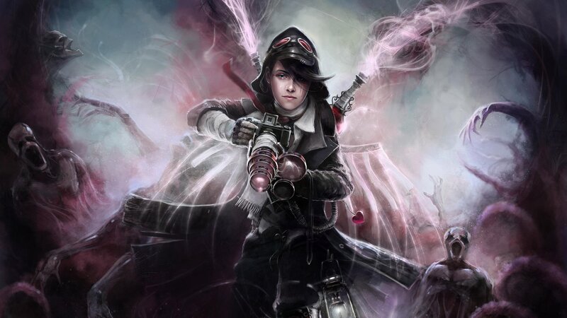 Female Character with Weapon — Black, Dramatic, Intense