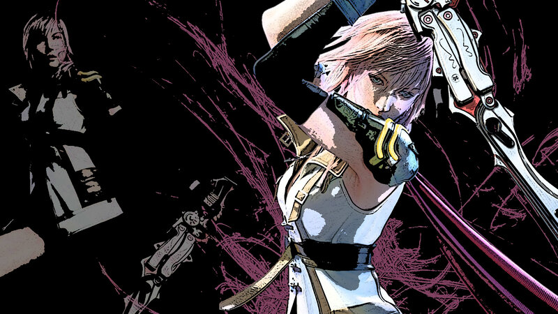 Female Character with Weapon — Black, Dramatic, Manga