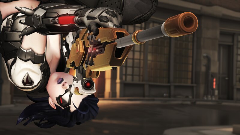 Female Character with Weapon — Black, Dramatic, Night, 3d Render, City Street