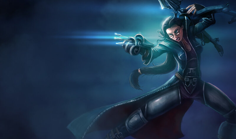 Female Character with Weapon — Blue, Dramatic, Night