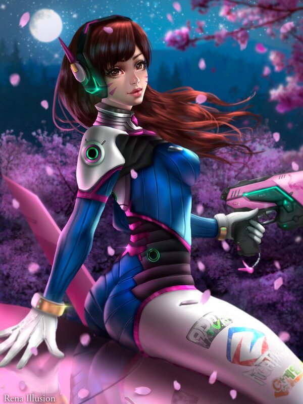 Female Character with Weapon — Blue, Serene