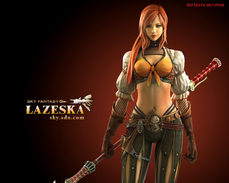 Female Character with Weapon — Brown