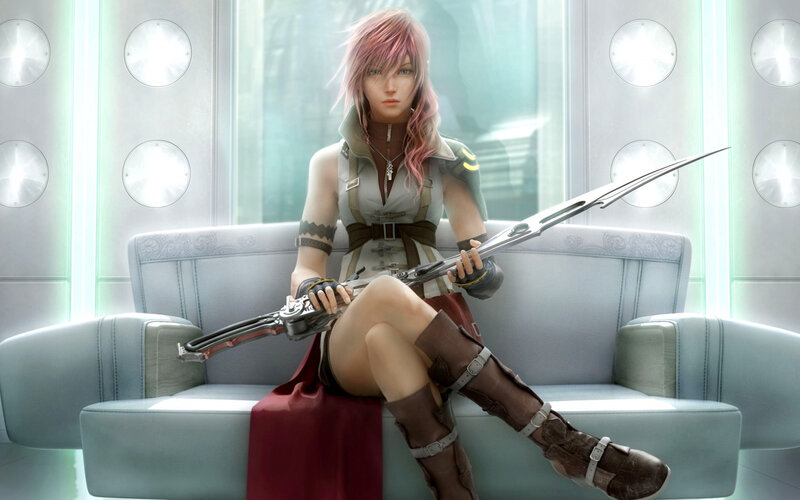 Female Character with Weapon — Gray, Calm